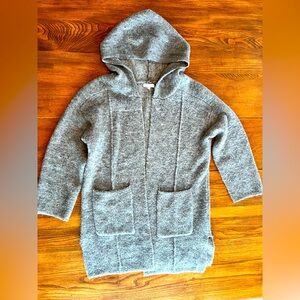 Cozy acrylic/wool/mohair blend robe sweater